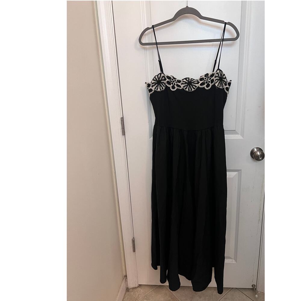 J. Crew Crochet Mixy Dress L Black Whimsigoth Boho Romantic Coquette Resortwear - Picture 3 of 11